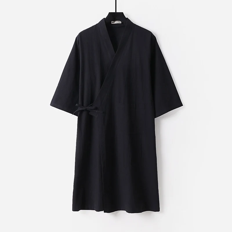 Damen Kimono-Wickelkleid mit Bindegürtel und aufgesetzten Taschen Drune