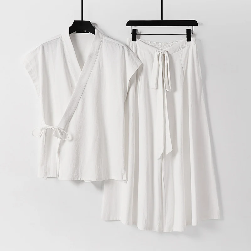Damen Kimono-Loungewear-Set mit Wickeloberteil und weiter Palazzo-Hose Drune