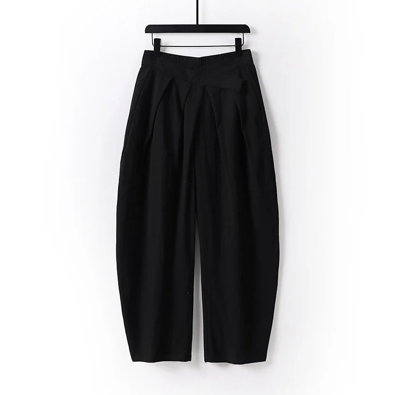 Damen Hochgeschnittene Culotte-Hose mit Bundfalten und elastischem Taillenbund Drune