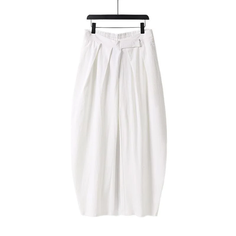 Damen Hochgeschnittene Culotte-Hose mit Bundfalten und elastischem Taillenbund Drune