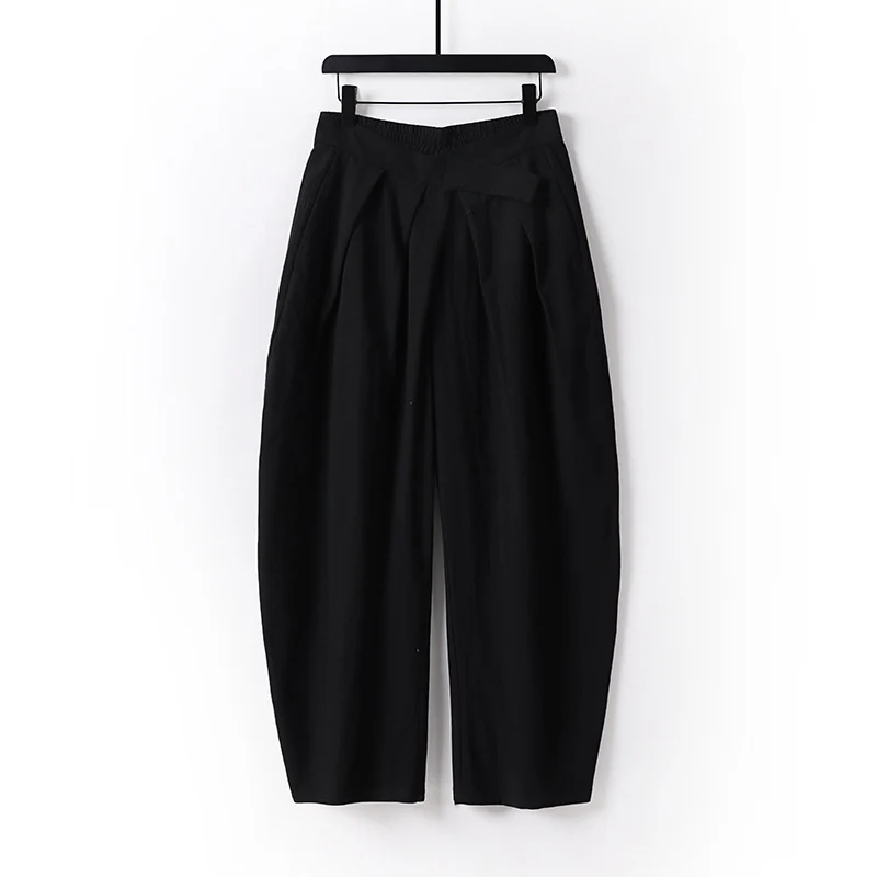Damen Hochgeschnittene Culotte-Hose mit Bundfalten und elastischem Taillenbund Drune