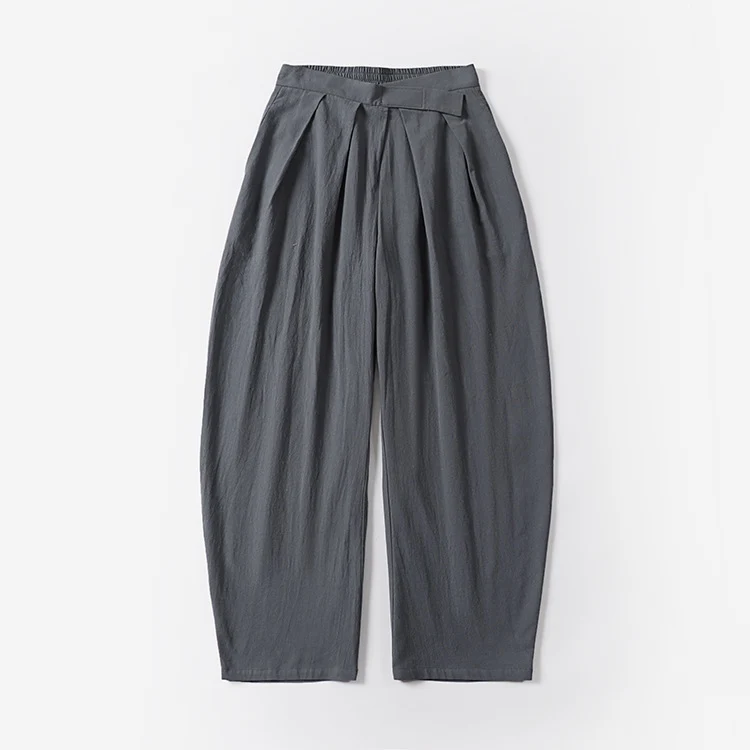 Damen Elegante Bundfalten-Hose mit ballonförmigem Bein und elastischem Taillenbund Drune