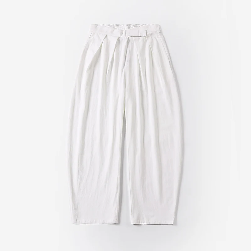 Damen Elegante Bundfalten-Hose mit ballonförmigem Bein und elastischem Taillenbund Drune