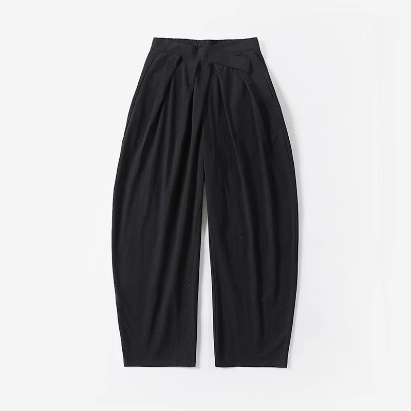 Damen Elegante Bundfalten-Hose mit ballonförmigem Bein und elastischem Taillenbund Drune