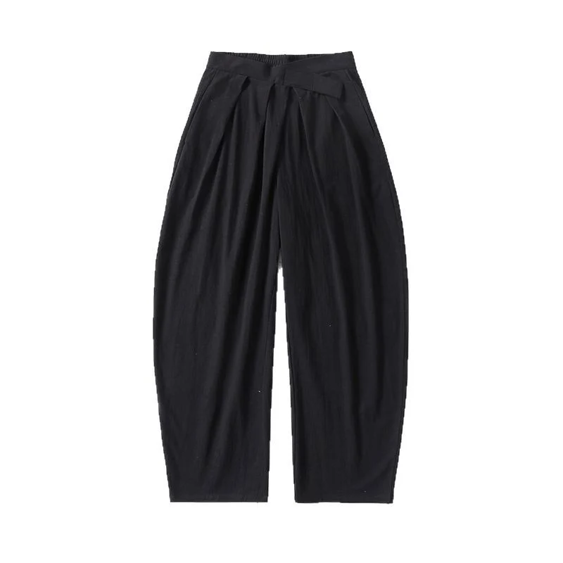 Damen Elegante Bundfalten-Hose mit ballonförmigem Bein und elastischem Taillenbund Drune