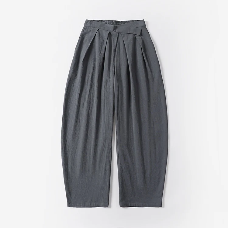 Damen Elegante Bundfalten-Hose mit ballonförmigem Bein und elastischem Taillenbund Drune