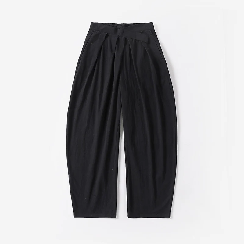 Damen Elegante Bundfalten-Hose mit ballonförmigem Bein und elastischem Taillenbund Drune