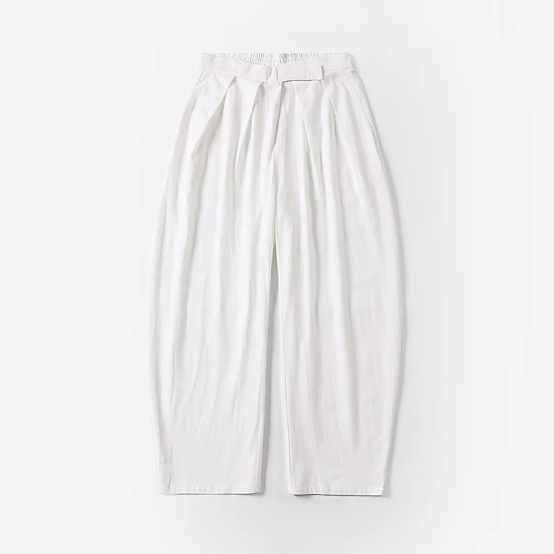 Damen Elegante Bundfalten-Hose mit ballonförmigem Bein und elastischem Taillenbund Drune
