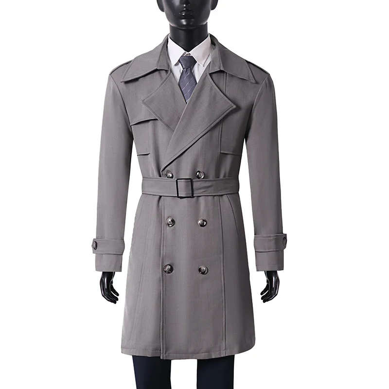 Damen Doppelreihiger Trenchcoat mit weitem Schalkragen und Epauletten Drune