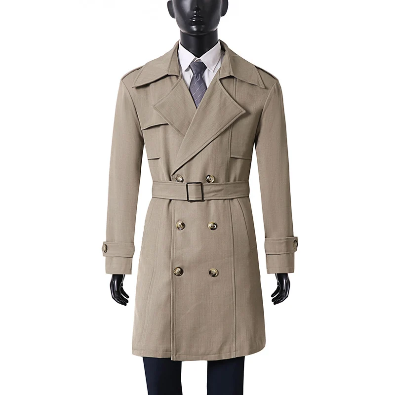 Damen Doppelreihiger Trenchcoat mit weitem Schalkragen und Epauletten Drune