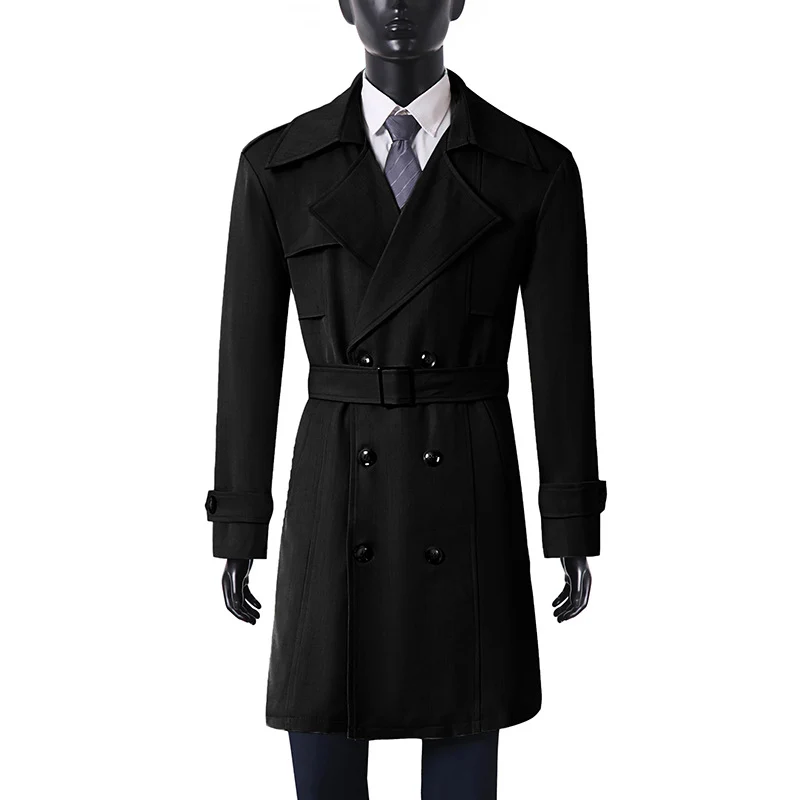 Damen Doppelreihiger Trenchcoat mit weitem Schalkragen und Epauletten Drune
