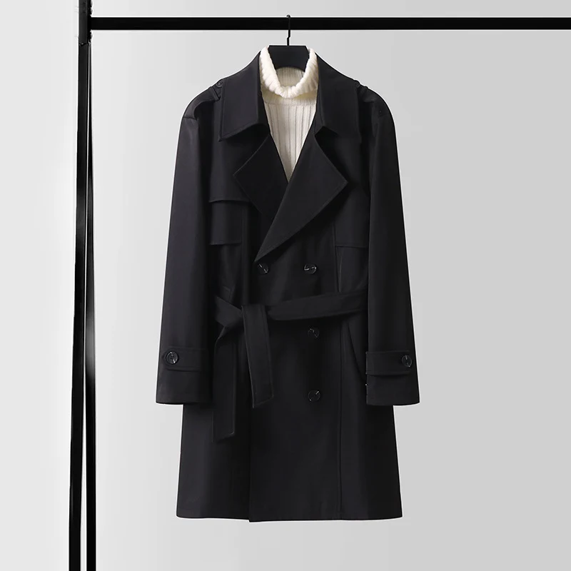 Damen Doppelreihiger Kurztrenchcoat aus leichtem Wollmix mit soften Fall und Schulterklappen Drune