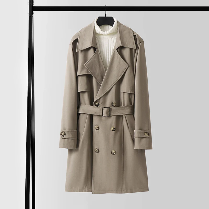 Damen Doppelreihiger Kurztrenchcoat aus leichtem Wollmix mit soften Fall und Schulterklappen Drune