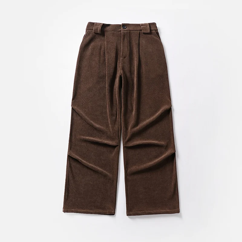 Damen Bundfalten-Hose mit weitem Bein und hoher Taille Drune