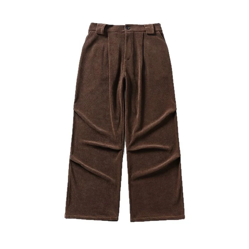 Damen Bundfalten-Hose mit weitem Bein und hoher Taille Drune