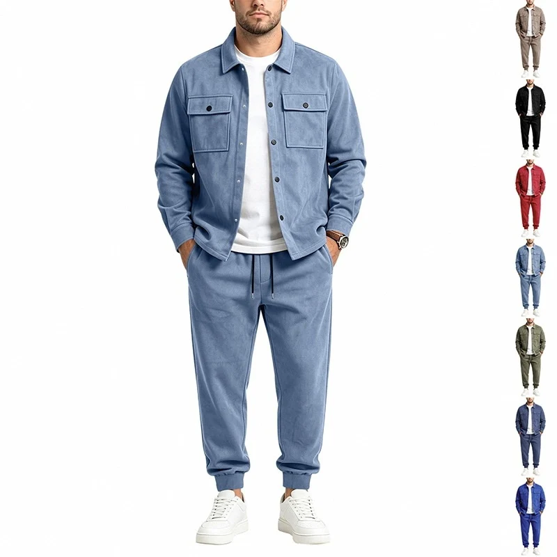 Herren Zweiteiliges Utility-Freizeitset mit Overshirtjacke und Jogginghose Drune
