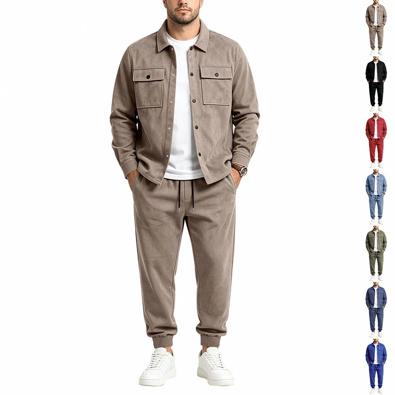Herren Zweiteiliges Utility-Freizeitset mit Overshirtjacke und Jogginghose Drune