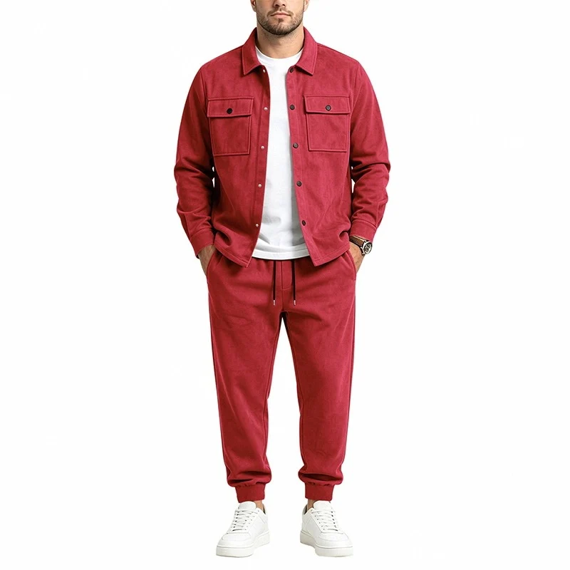 Herren Zweiteiliges Utility-Freizeitset mit Overshirtjacke und Jogginghose Drune