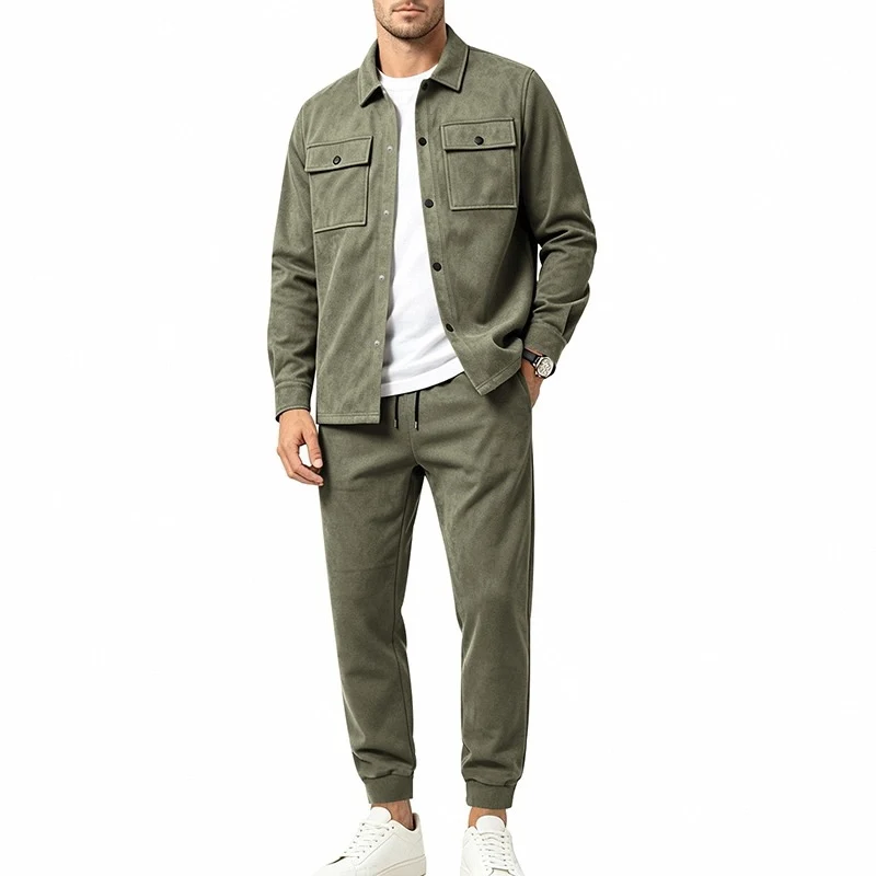 Herren Zweiteiliges Utility-Freizeitset mit Overshirtjacke und Jogginghose Drune