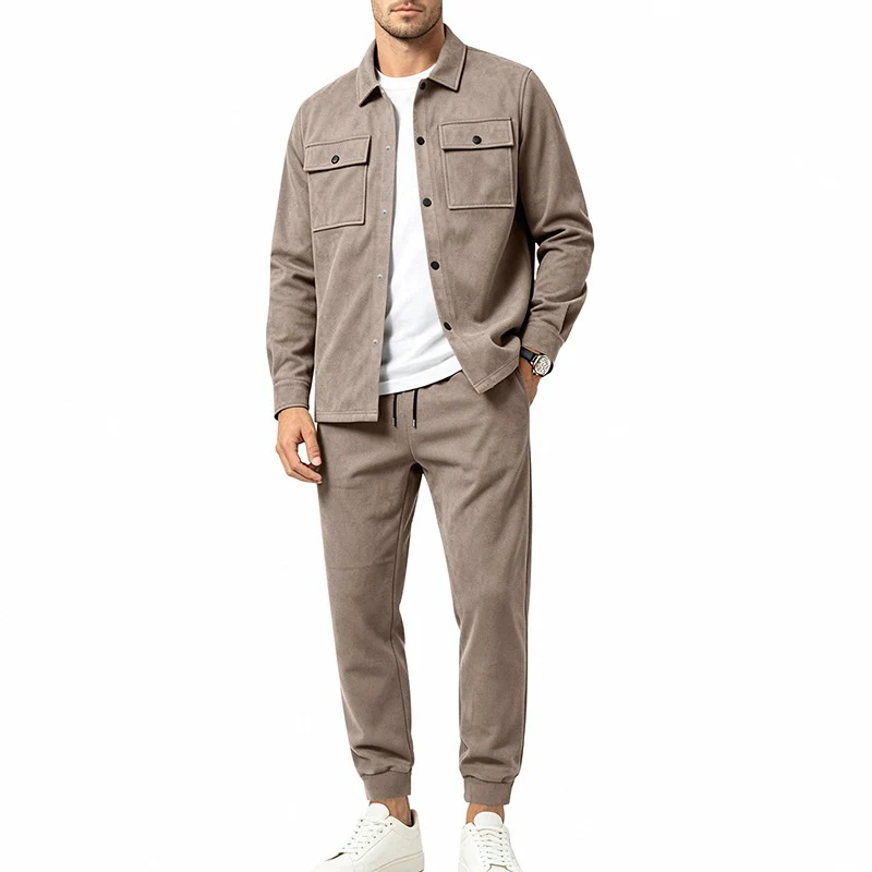 Herren Zweiteiliges Utility-Freizeitset mit Overshirtjacke und Jogginghose Drune
