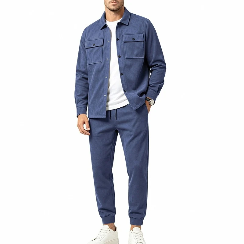 Herren Zweiteiliges Utility-Freizeitset mit Overshirtjacke und Jogginghose Drune
