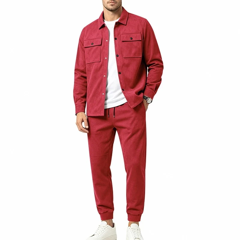 Herren Zweiteiliges Utility-Freizeitset mit Overshirtjacke und Jogginghose Drune