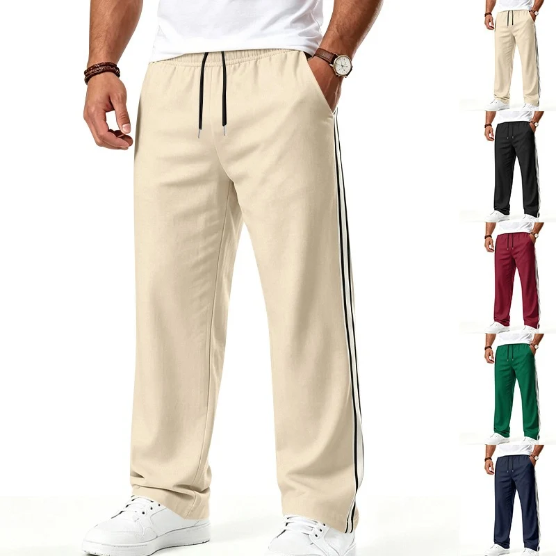 Herren Weite Freizeithose aus Funktionsjersey mit elastischem Bund und seitlichem Doppelstreifen Drune