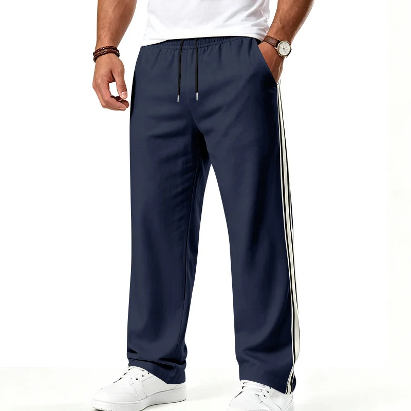 Herren Weite Freizeithose aus Funktionsjersey mit elastischem Bund und seitlichem Doppelstreifen Drune