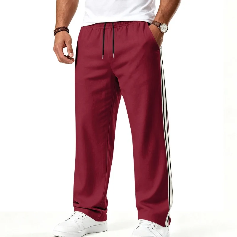 Herren Weite Freizeithose aus Funktionsjersey mit elastischem Bund und seitlichem Doppelstreifen Drune
