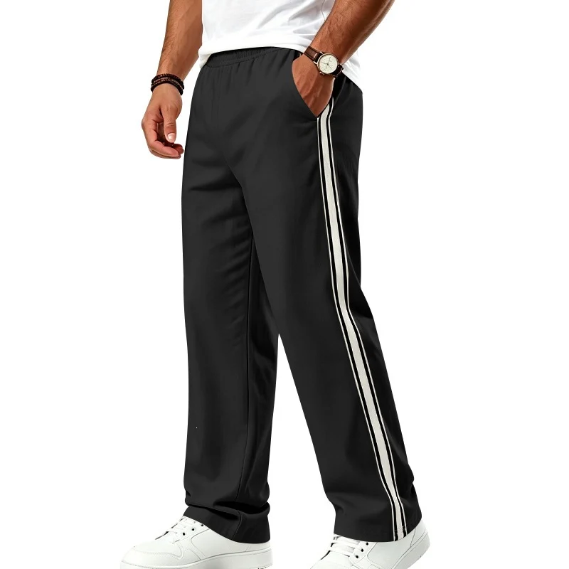 Herren Weite Freizeithose aus Funktionsjersey mit elastischem Bund und seitlichem Doppelstreifen Drune