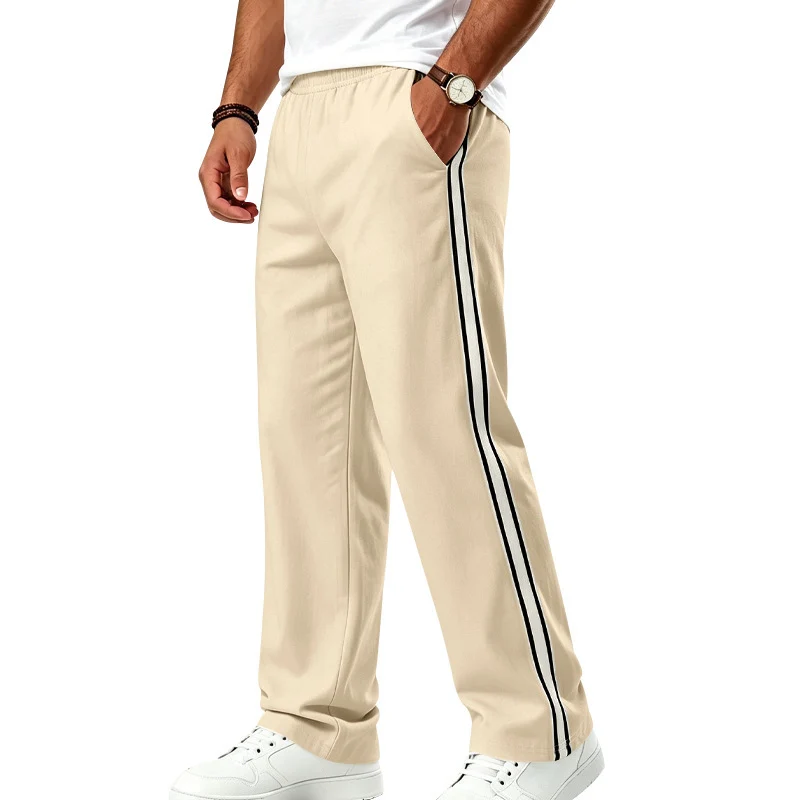 Herren Weite Freizeithose aus Funktionsjersey mit elastischem Bund und seitlichem Doppelstreifen Drune