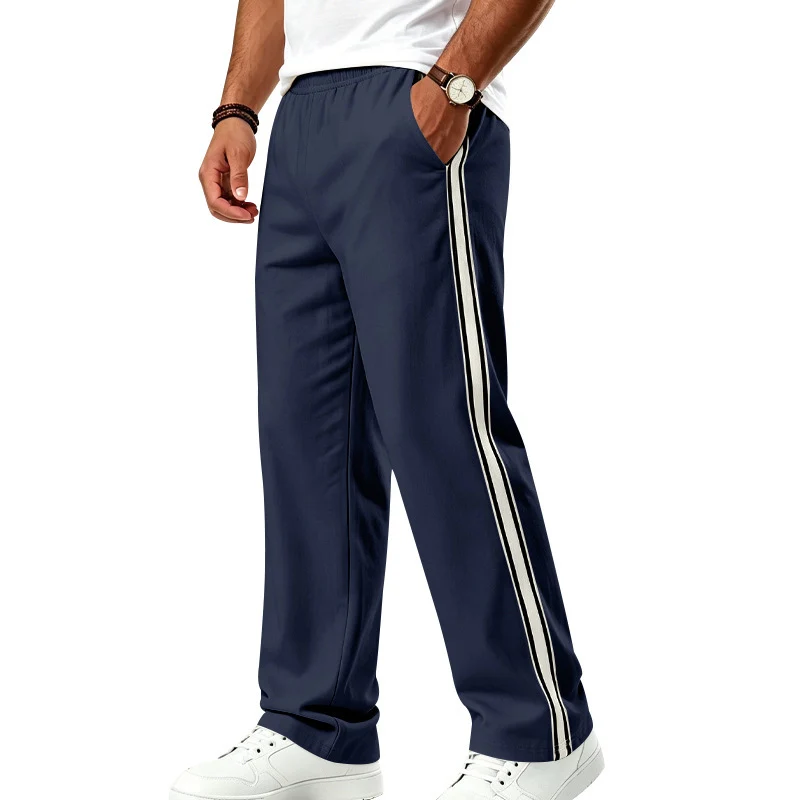 Herren Weite Freizeithose aus Funktionsjersey mit elastischem Bund und seitlichem Doppelstreifen Drune