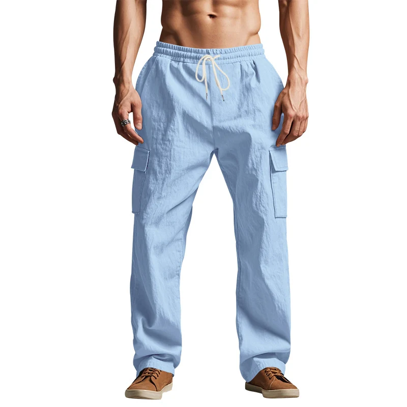 Herren Weit geschnittene Cargo-Hose aus leichtem Ripstop mit elastischem Bund und Klappentaschen Drune