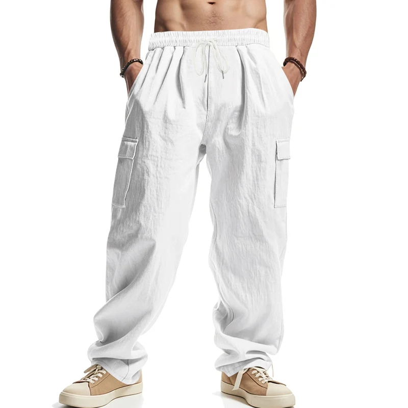 Herren Weit geschnittene Cargo-Hose aus leichtem Ripstop mit elastischem Bund und Klappentaschen Drune