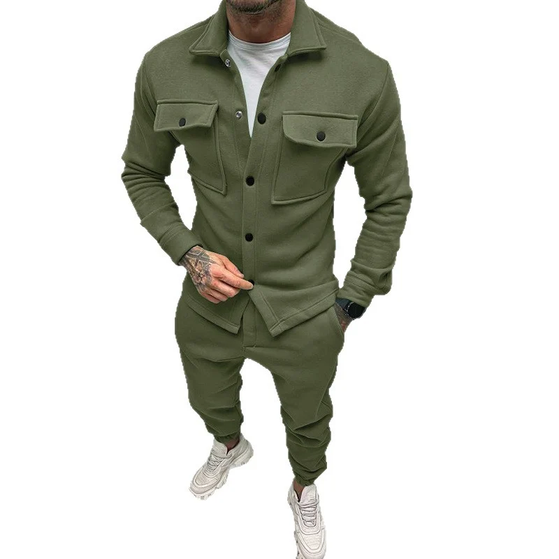 Herren Utility-Overshirt aus French-Terry mit Pattentaschen und Druckknopfverschluss Drune