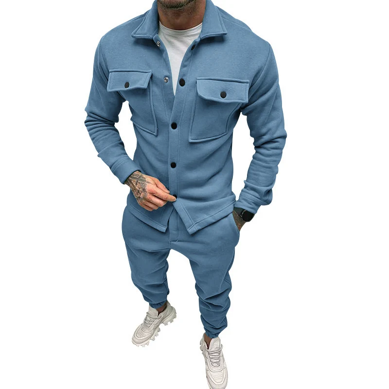 Herren Utility-Overshirt aus French-Terry mit Pattentaschen und Druckknopfverschluss Drune