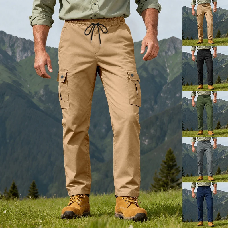 Herren Utility-Cargo-Hose mit elastischem Bund, verstellbarem Kordelzug und Mehrfachtaschen Drune