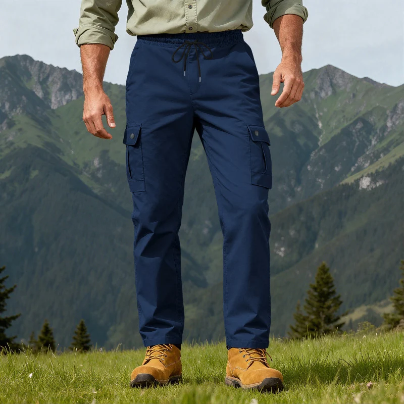Herren Utility-Cargo-Hose mit elastischem Bund, verstellbarem Kordelzug und Mehrfachtaschen Drune
