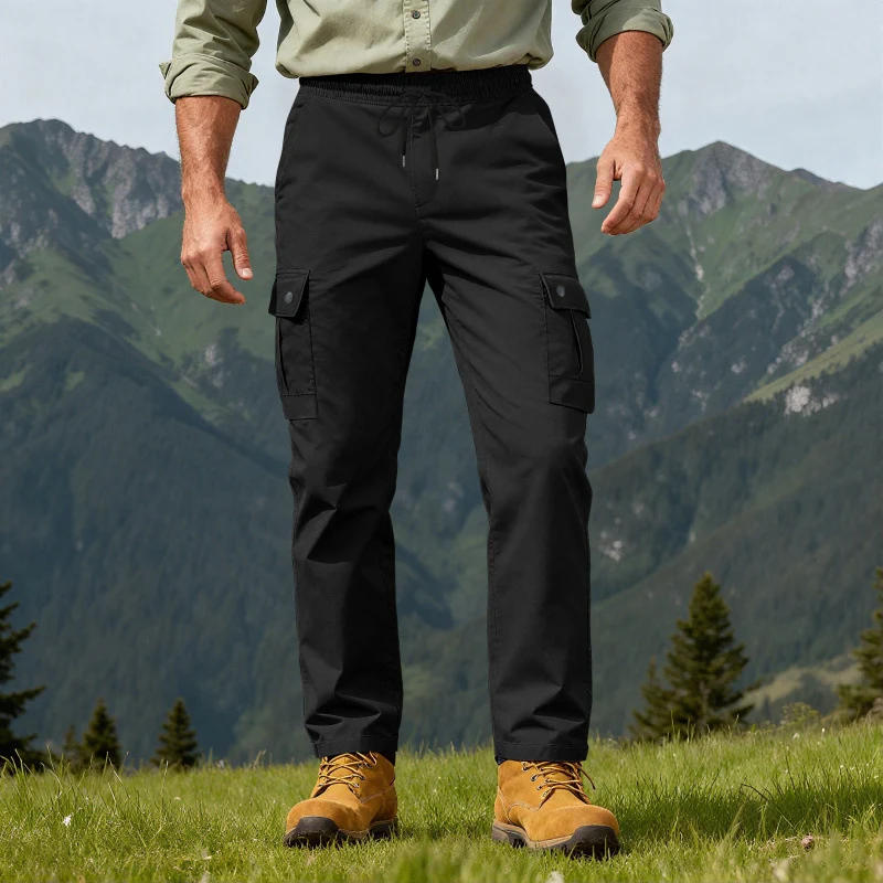 Herren Utility-Cargo-Hose mit elastischem Bund, verstellbarem Kordelzug und Mehrfachtaschen Drune