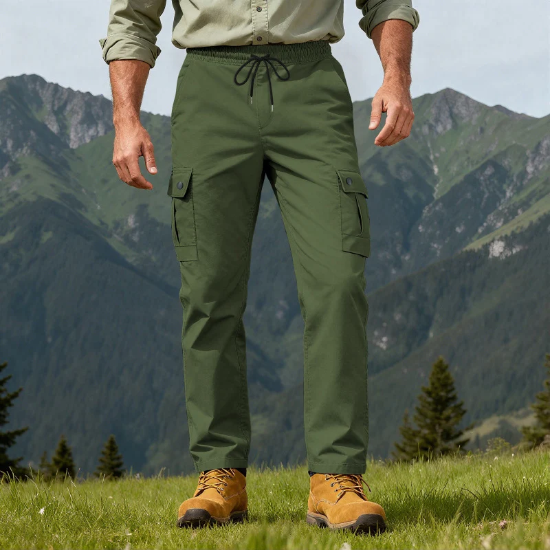 Herren Utility-Cargo-Hose mit elastischem Bund, verstellbarem Kordelzug und Mehrfachtaschen Drune
