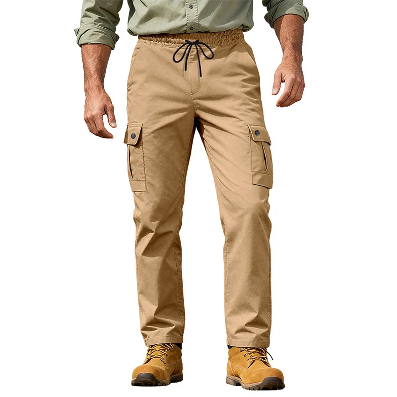 Herren Utility-Cargo-Hose mit elastischem Bund, verstellbarem Kordelzug und Mehrfachtaschen Drune