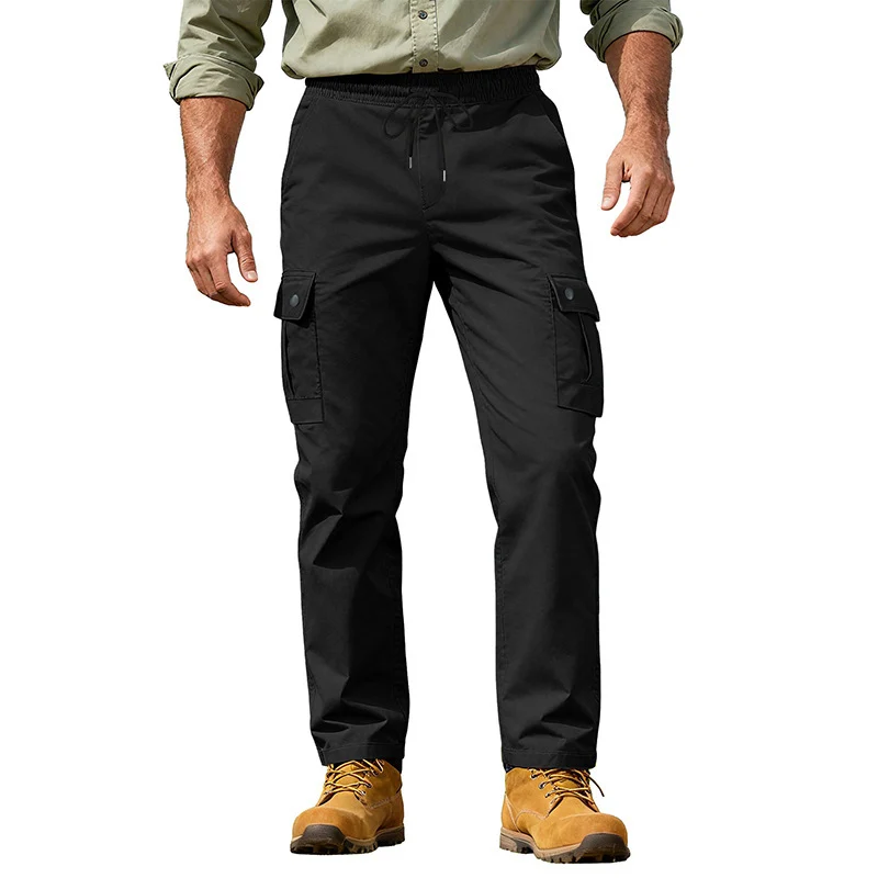 Herren Utility-Cargo-Hose mit elastischem Bund, verstellbarem Kordelzug und Mehrfachtaschen Drune