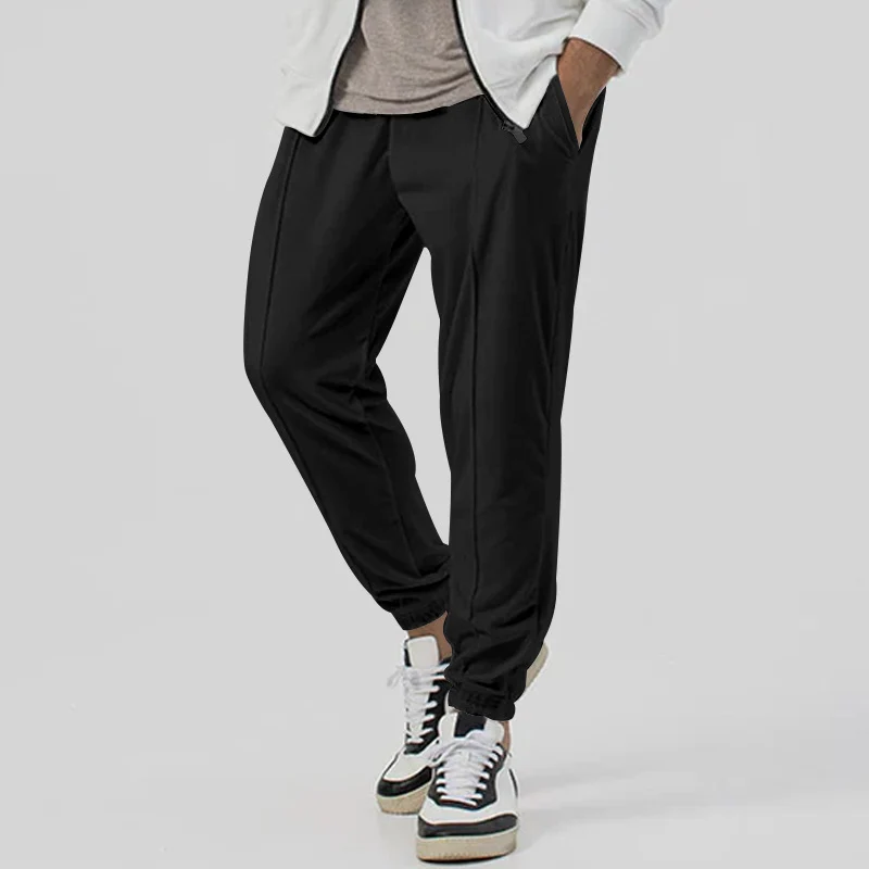 Herren Tapered-Jogginghose im Leinenlook mit Bügelfalte und Bündchen Drune