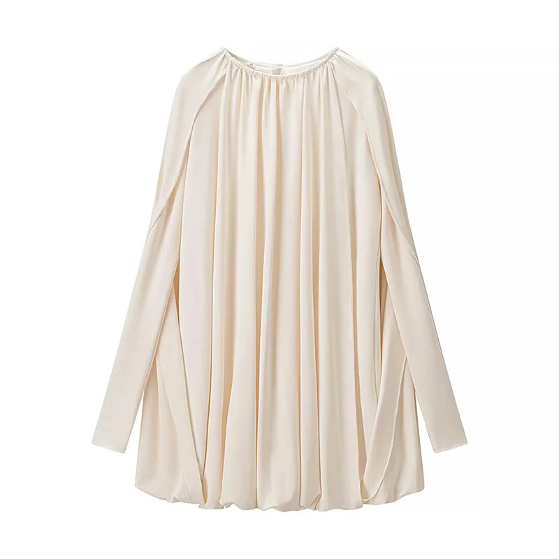 Damen Cape-Minikleid mit Faltenwurf und seitlichen Ärmelschlitzen Drune