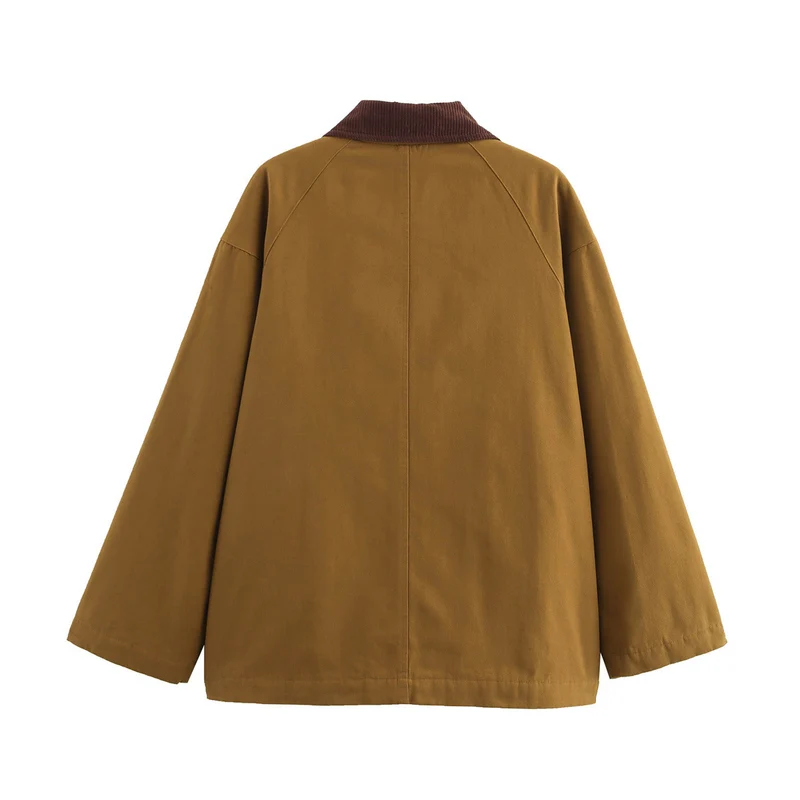 Damen Boxy Fieldjacke mit Cordkragen, Knebelverschlüssen und großen Klappentaschen Drune