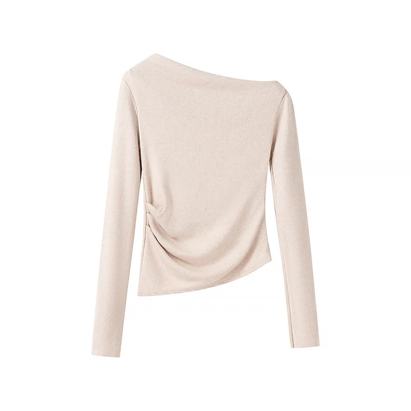 Damen Asymmetrisches One-Shoulder Langarmshirt mit Raffung Drune