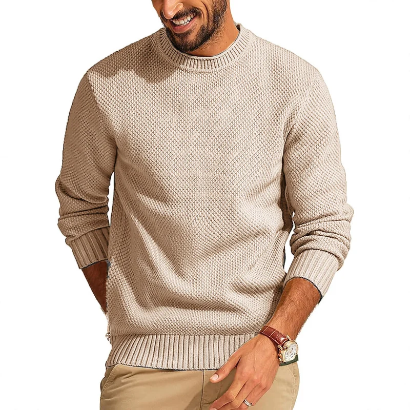 Herren Waffelstrick-Pullover mit Rundhalsausschnitt Drune