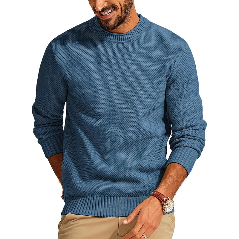 Herren Waffelstrick-Pullover mit Rundhalsausschnitt Drune