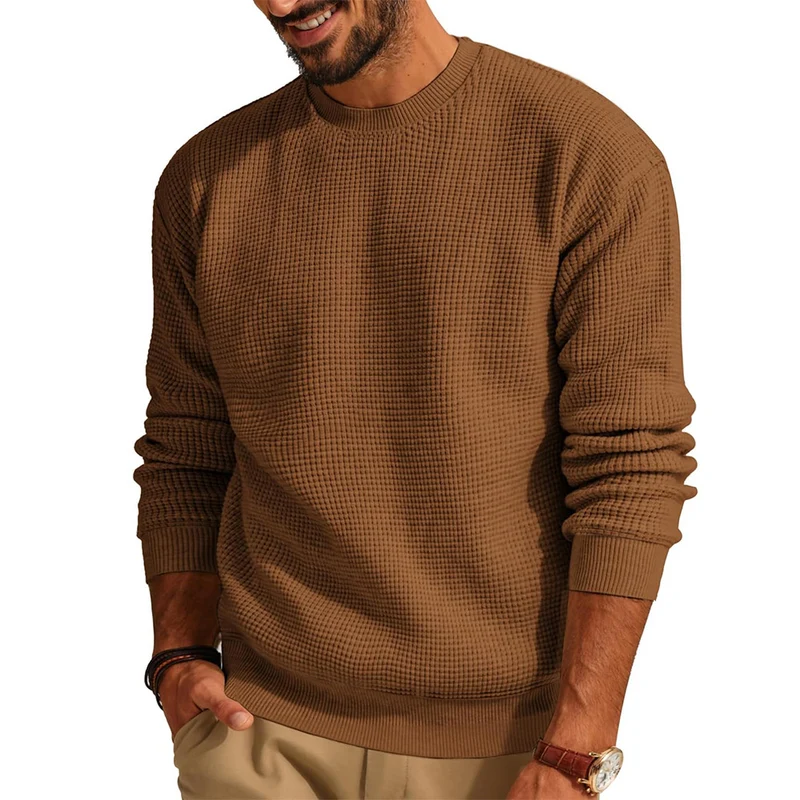 Herren Waffelstrick-Pullover mit Rundhalsausschnitt Drune