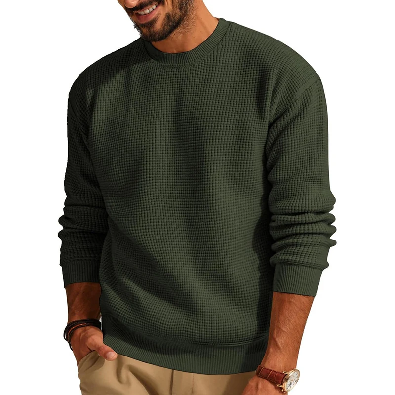 Herren Waffelstrick-Pullover mit Rundhalsausschnitt Drune